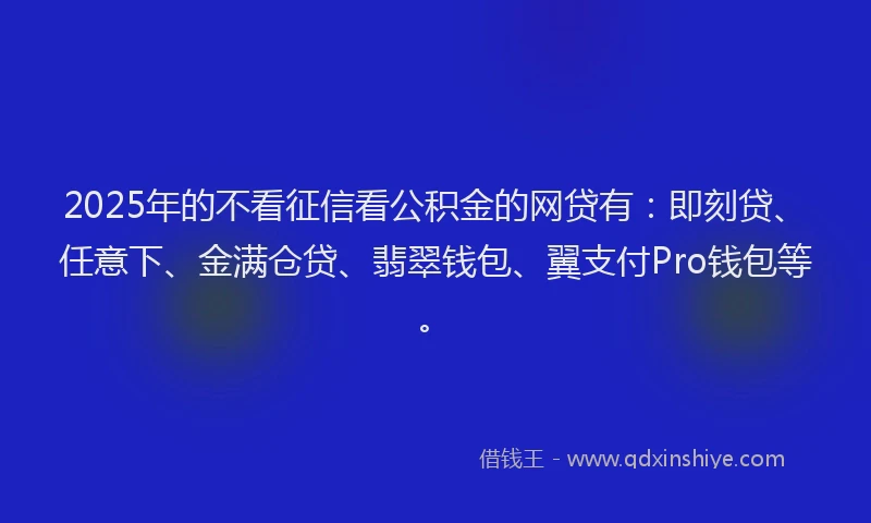 2025年的不看征信看公积金的网贷有：即刻贷、任意下、金满仓贷、翡翠钱包、翼支付Pro钱包等。