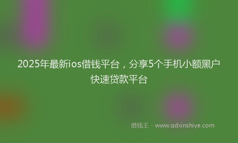 2025年最新ios借钱平台，分享5个手机小额黑户快速贷款平台