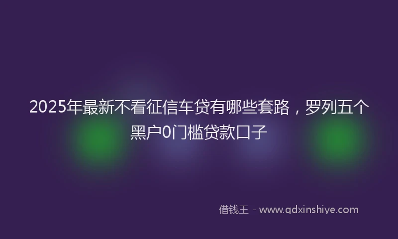 2025年最新不看征信车贷有哪些套路，罗列五个黑户0门槛贷款口子