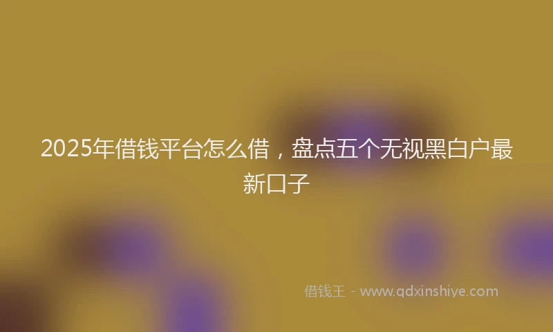2025年借钱平台怎么借，盘点五个无视黑白户最新口子