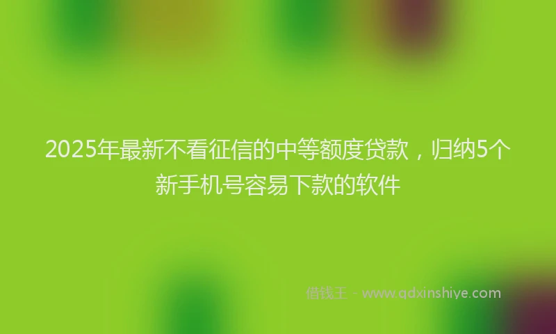 2025年最新不看征信的中等额度贷款，归纳5个新手机号容易下款的软件