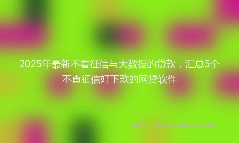 2025年最新不看征信与大数据的贷款，汇总5个不查征信好下款的网贷软件