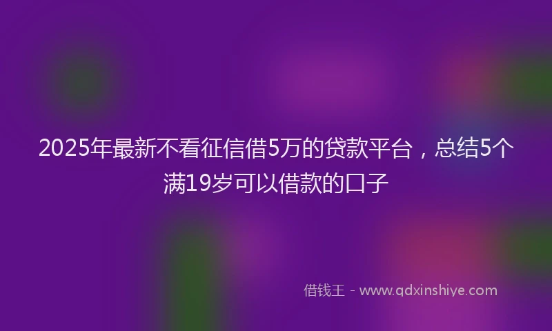 2025年最新不看征信借5万的贷款平台，总结5个满19岁可以借款的口子
