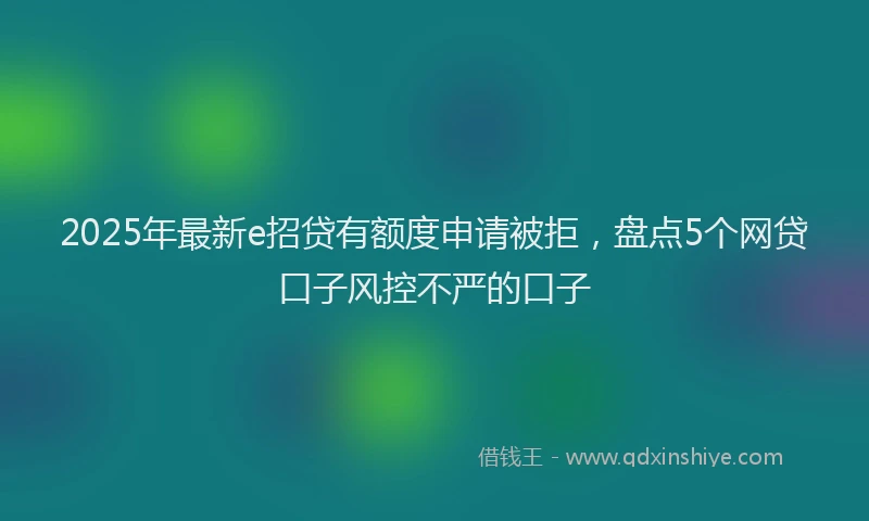 2025年最新e招贷有额度申请被拒，盘点5个网贷口子风控不严的口子