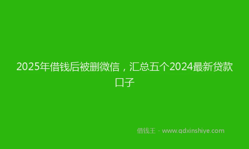 2025年借钱后被删微信，汇总五个2024最新贷款口子
