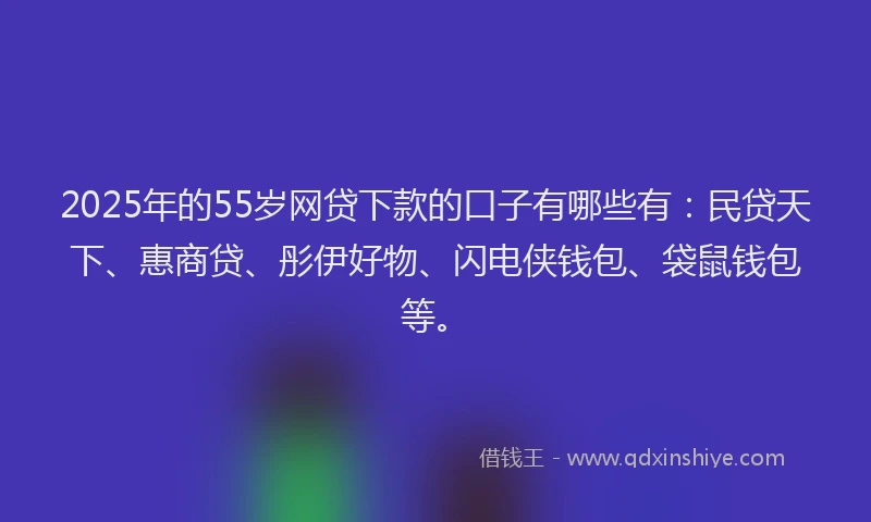2025年的55岁网贷下款的口子有哪些有：民贷天下、惠商贷、彤伊好物、闪电侠钱包、袋鼠钱包等。
