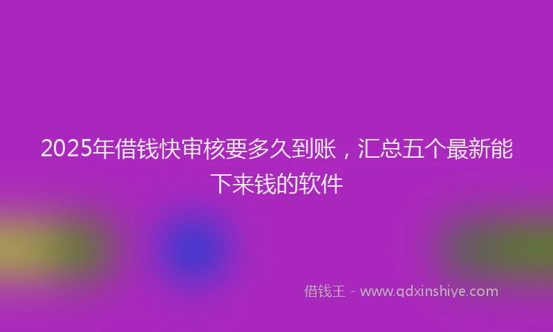 2025年借钱快审核要多久到账，汇总五个最新能下来钱的软件