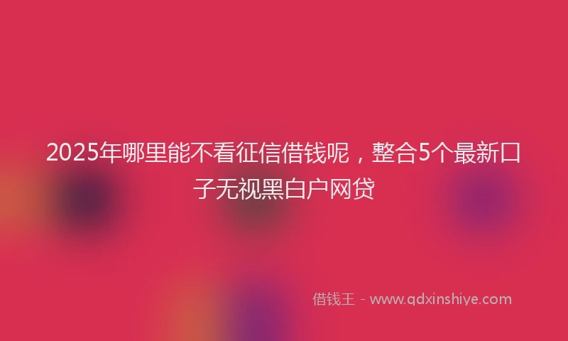 2025年哪里能不看征信借钱呢，整合5个最新口子无视黑白户网贷