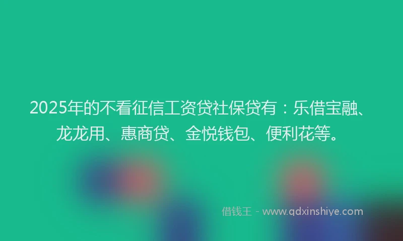 2025年的不看征信工资贷社保贷有：乐借宝融、龙龙用、惠商贷、金悦钱包、便利花等。