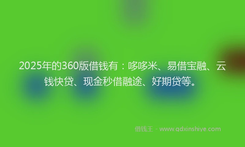 2025年的360版借钱有：哆哆米、易借宝融、云钱快贷、现金秒借融途、好期贷等。