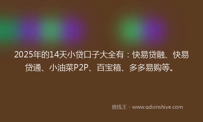 2025年的14天小贷口子大全有：快易贷融、快易贷通、小油菜P2P、百宝箱、多多易购等。