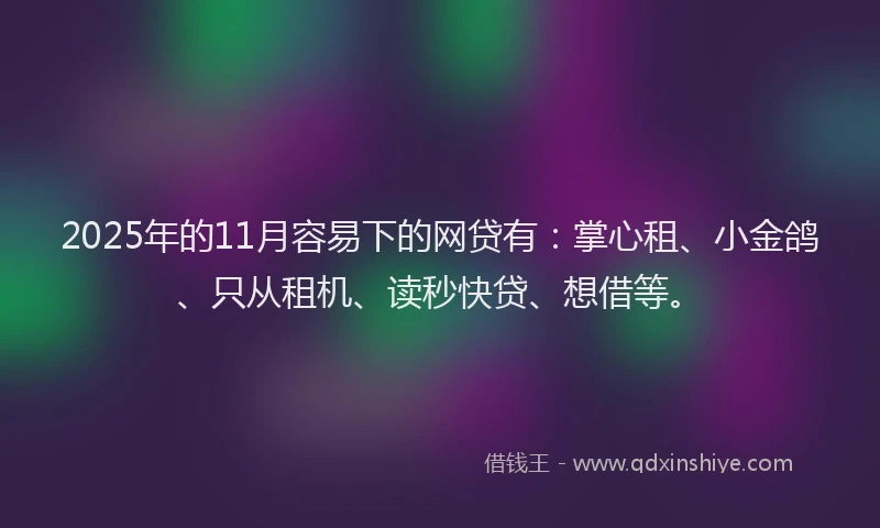 2025年的11月容易下的网贷有：掌心租、小金鸽、只从租机、读秒快贷、想借等。