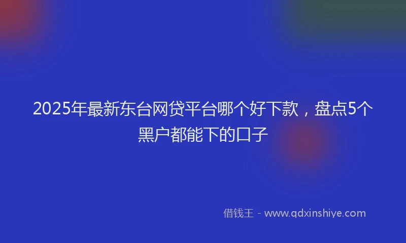 2025年最新东台网贷平台哪个好下款，盘点5个黑户都能下的口子