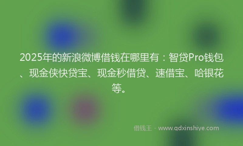 2025年的新浪微博借钱在哪里有：智贷Pro钱包、现金侠快贷宝、现金秒借贷、速借宝、哈银花等。