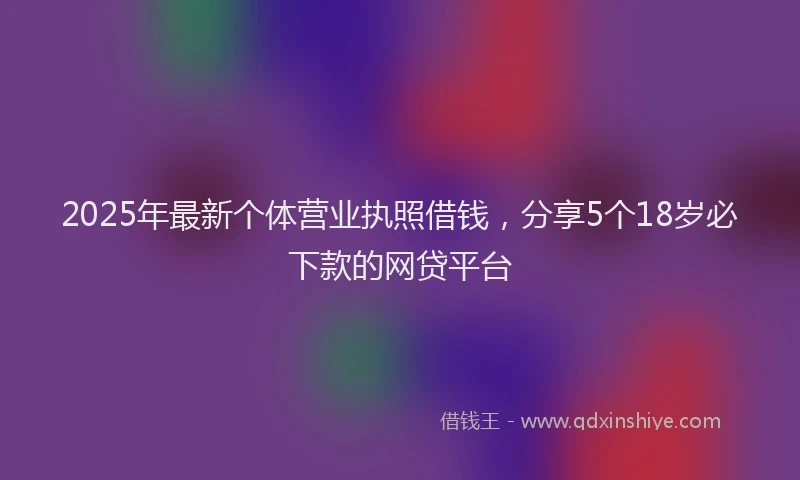 2025年最新个体营业执照借钱，分享5个18岁必下款的网贷平台
