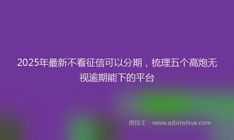 2025年最新不看征信可以分期，梳理五个高炮无视逾期能下的平台