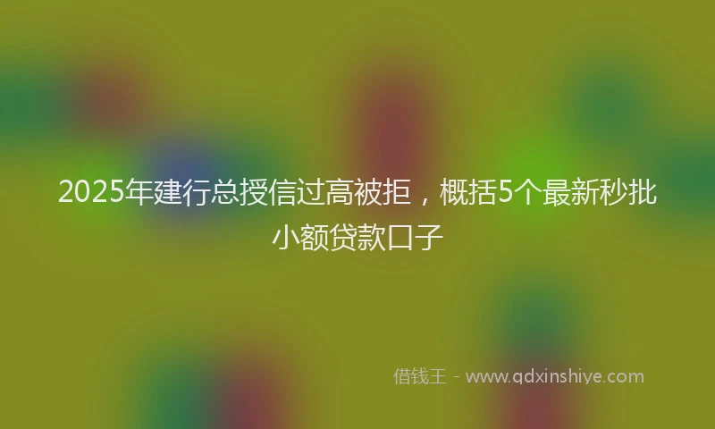 2025年建行总授信过高被拒，概括5个最新秒批小额贷款口子