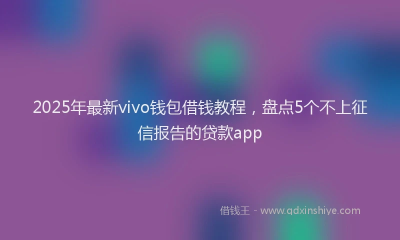 2025年最新vivo钱包借钱教程，盘点5个不上征信报告的贷款app