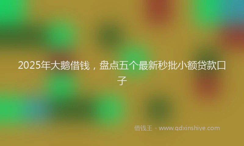 2025年大鹅借钱，盘点五个最新秒批小额贷款口子
