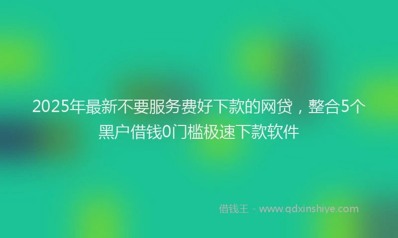 2025年最新不要服务费好下款的网贷，整合5个黑户借钱0门槛极速下款软件