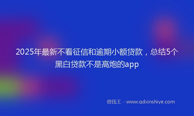 2025年最新不看征信和逾期小额贷款，总结5个黑白贷款不是高炮的app