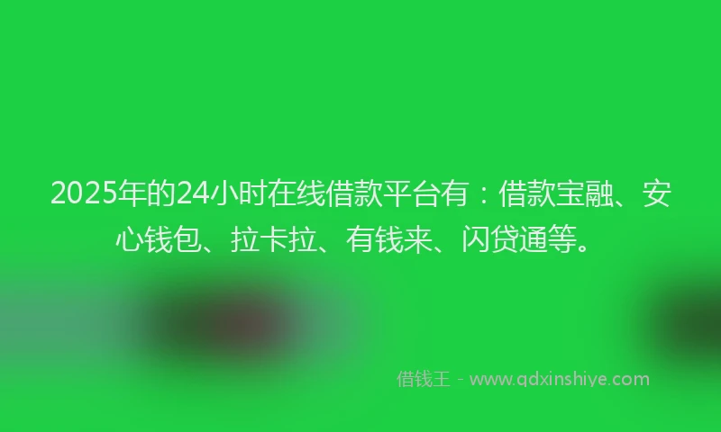 2025年的24小时在线借款平台有：借款宝融、安心钱包、拉卡拉、有钱来、闪贷通等。