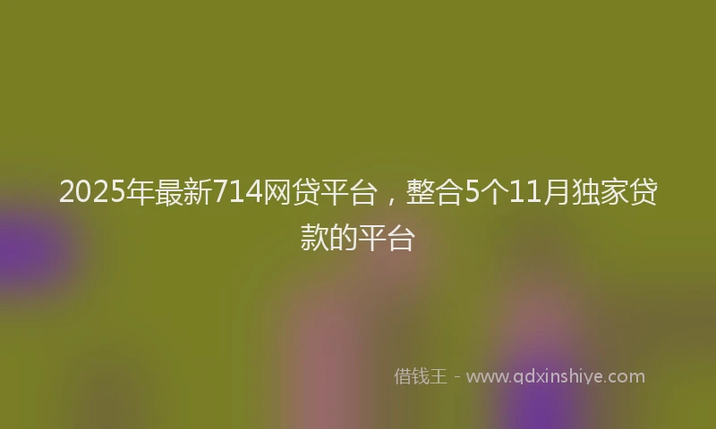 2025年最新714网贷平台，整合5个11月独家贷款的平台