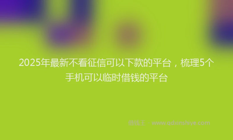 2025年最新不看征信可以下款的平台，梳理5个手机可以临时借钱的平台