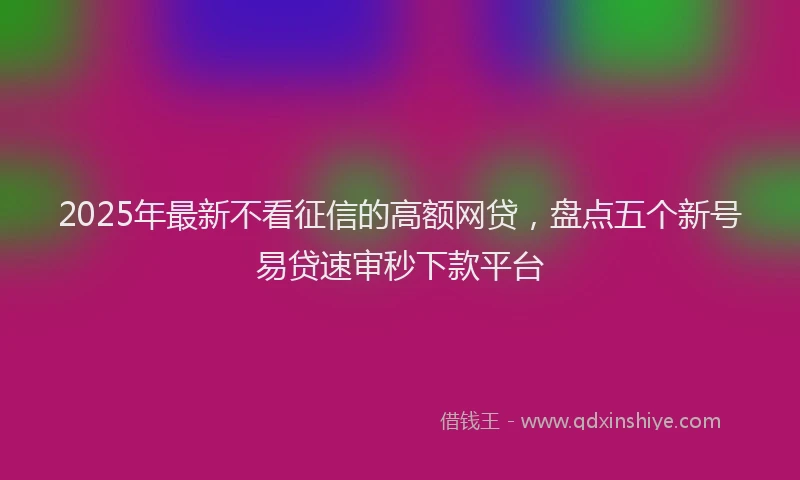 2025年最新不看征信的高额网贷，盘点五个新号易贷速审秒下款平台