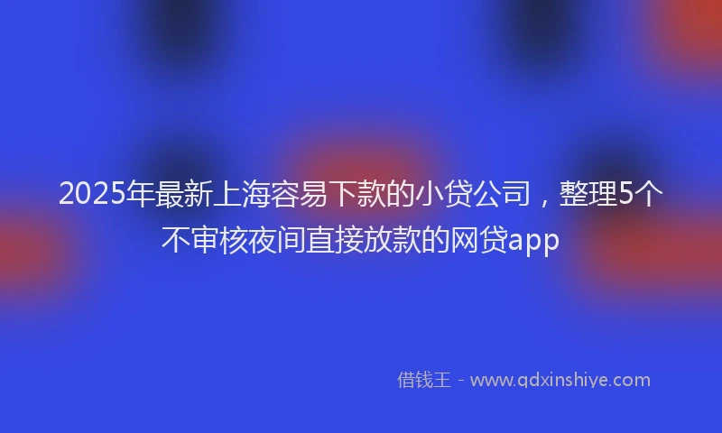 2025年最新上海容易下款的小贷公司，整理5个不审核夜间直接放款的网贷app