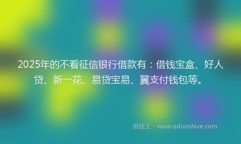 2025年的不看征信银行借款有：借钱宝盒、好人贷、新一花、易贷宝易、翼支付钱包等。
