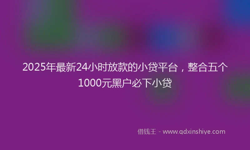 2025年最新24小时放款的小贷平台，整合五个1000元黑户必下小贷