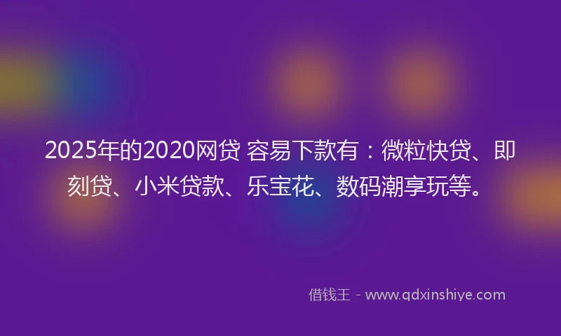 2025年的2020网贷 容易下款有：微粒快贷、即刻贷、小米贷款、乐宝花、数码潮享玩等。