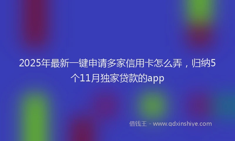 2025年最新一键申请多家信用卡怎么弄，归纳5个11月独家贷款的app
