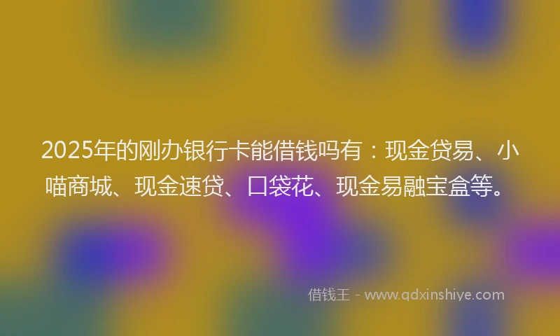 2025年的刚办银行卡能借钱吗有：现金贷易、小喵商城、现金速贷、口袋花、现金易融宝盒等。