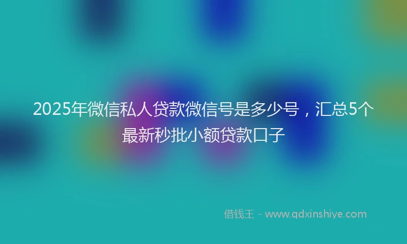 2025年微信私人贷款微信号是多少号，汇总5个最新秒批小额贷款口子