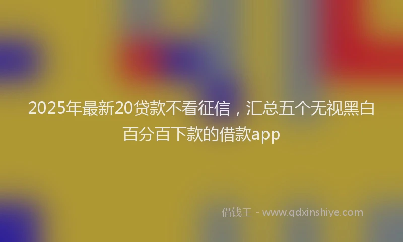 2025年最新20贷款不看征信，汇总五个无视黑白百分百下款的借款app