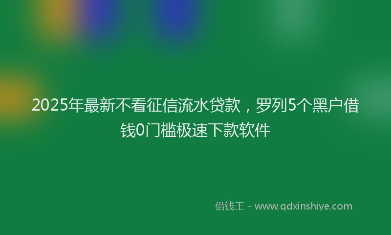 2025年最新不看征信流水贷款，罗列5个黑户借钱0门槛极速下款软件