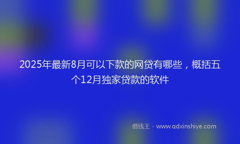 2025年最新8月可以下款的网贷有哪些，概括五个12月独家贷款的软件