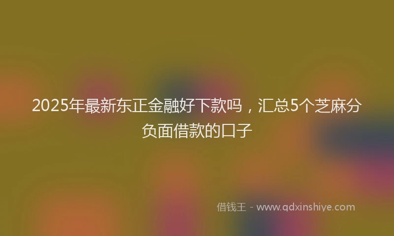2025年最新东正金融好下款吗，汇总5个芝麻分负面借款的口子