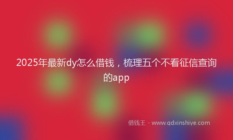 2025年最新dy怎么借钱，梳理五个不看征信查询的app