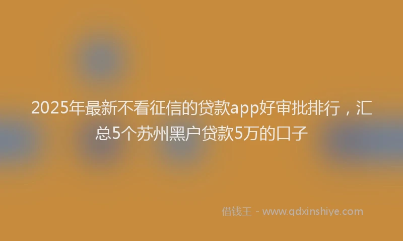 2025年最新不看征信的贷款app好审批排行，汇总5个苏州黑户贷款5万的口子