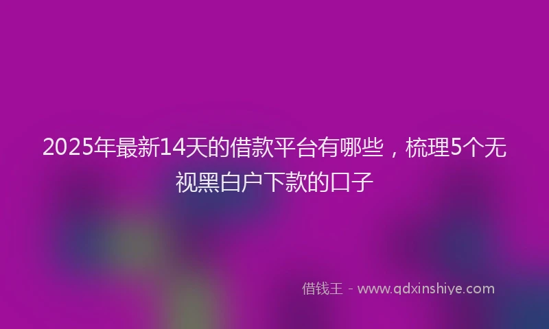 2025年最新14天的借款平台有哪些，梳理5个无视黑白户下款的口子