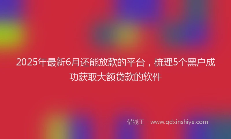 2025年最新6月还能放款的平台，梳理5个黑户成功获取大额贷款的软件