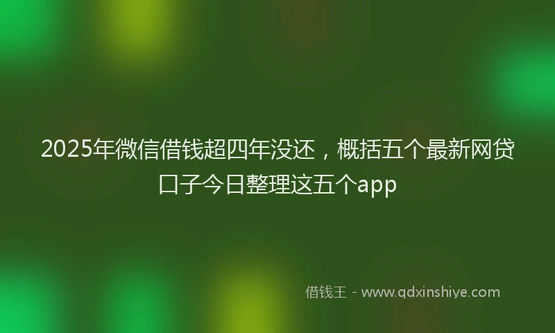2025年微信借钱超四年没还，概括五个最新网贷口子今日整理这五个app