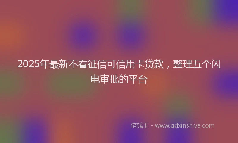 2025年最新不看征信可信用卡贷款，整理五个闪电审批的平台