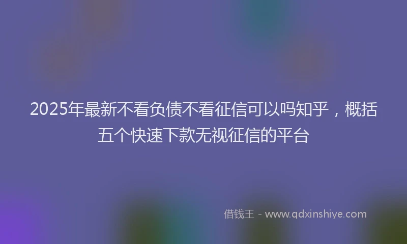 2025年最新不看负债不看征信可以吗知乎，概括五个快速下款无视征信的平台