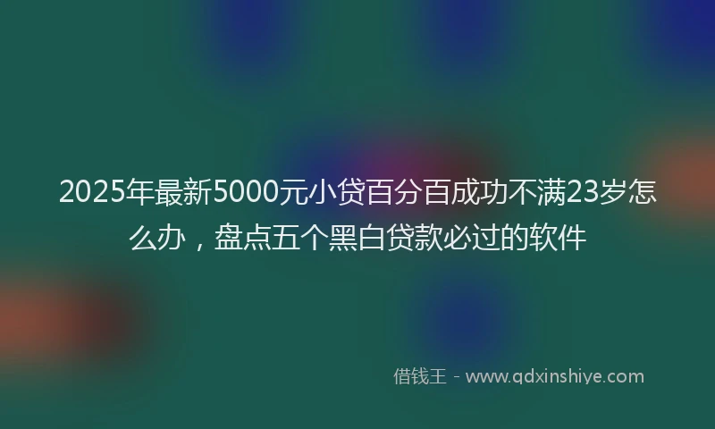 2025年最新5000元小贷百分百成功不满23岁怎么办，盘点五个黑白贷款必过的软件