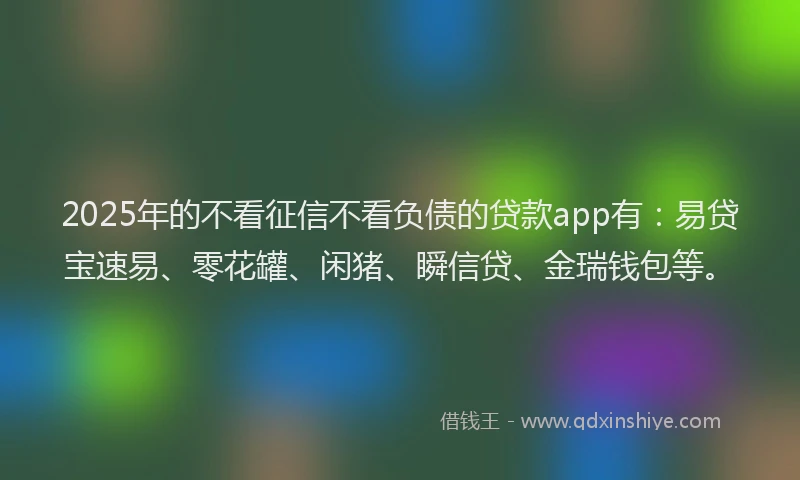 2025年的不看征信不看负债的贷款app有：易贷宝速易、零花罐、闲猪、瞬信贷、金瑞钱包等。
