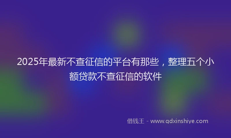 2025年最新不查征信的平台有那些，整理五个小额贷款不查征信的软件